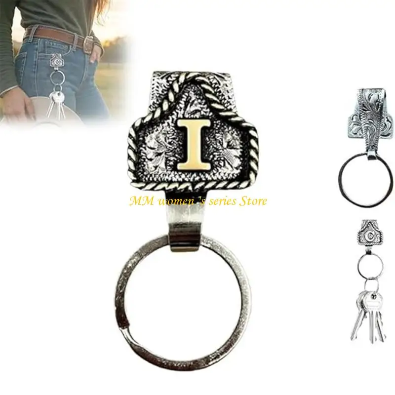 Q39C Biểu đồ cao bồi Western Cowboy, Thư thủ công cổ điển A-ZI clip Keychain ban đầu, Chuỗi khóa kim loại cá tính cho vành đai
