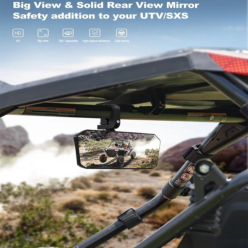 UTV Rearview Mirror 4.2"x 11" Large UTV SXS Center Rear View Mirror For Polaris RZR/Can Am X3/Pioneer/Talon/Kawasak/CFMOTO