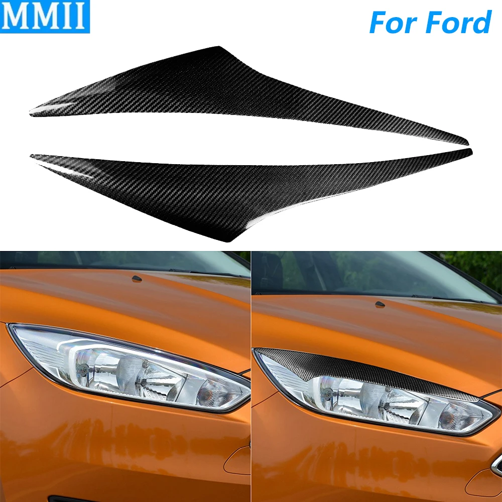 

Для Ford Focus 2015-2017 настоящая сухая передняя фара из углеродного волокна, крышка для век, панель, декоративные автомобильные аксессуары, украшение