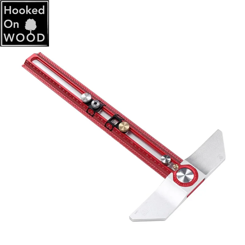 

Woodworking T-shaped right angle marking size hole ruler over line 45 degree aluminum alloy angle ruler punching ruler