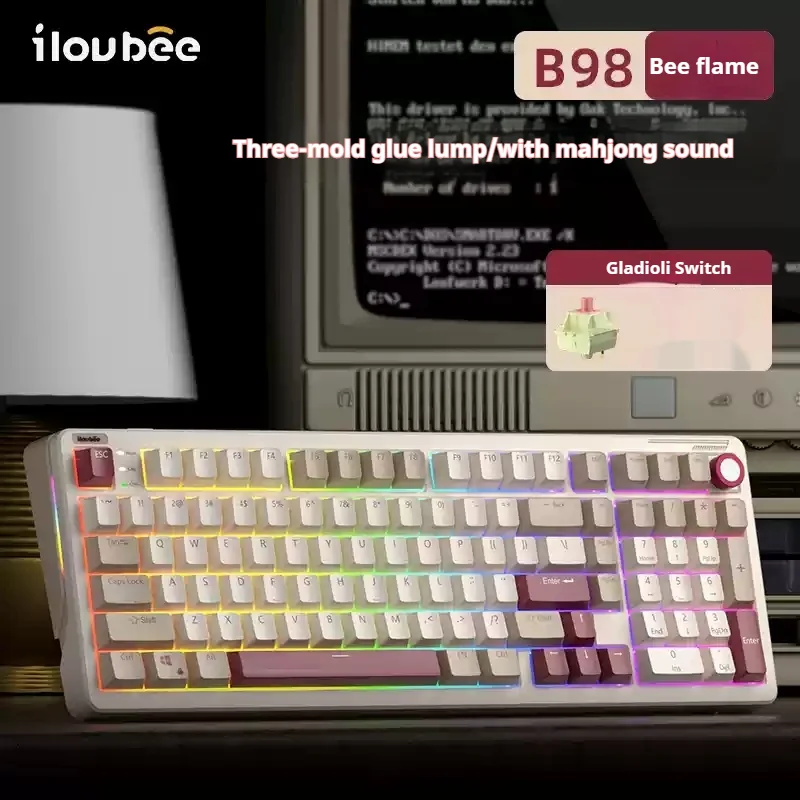 Ilovbee B98 Retro Mechanical Keyboard Wireless Three-Mode Bluetooth 2.4g Wired Customized Computer Video Gaming Office Gift