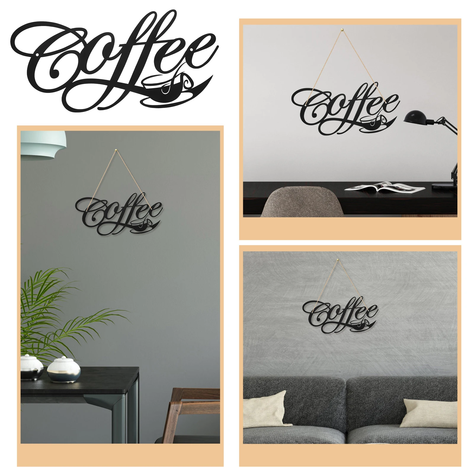 

Iron Craft Coffee Alphabet Wall Pendant Decor Home Office Indoor Wall Hanging Ornament Metal Craft Pendant For Bedroom