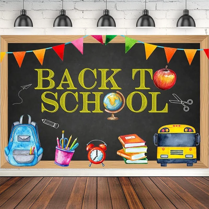 Photography Backdrop Blackboard Bag Pencil Poster Back To School Party Banner Decor Photo Studio