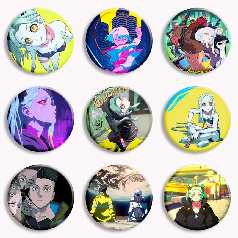 Anime dos desenhos animados c_cyberpunks e-edgerunners botão macio pino lucy rebecca david broche crachá saco acessórios decoração fãs coletar presente