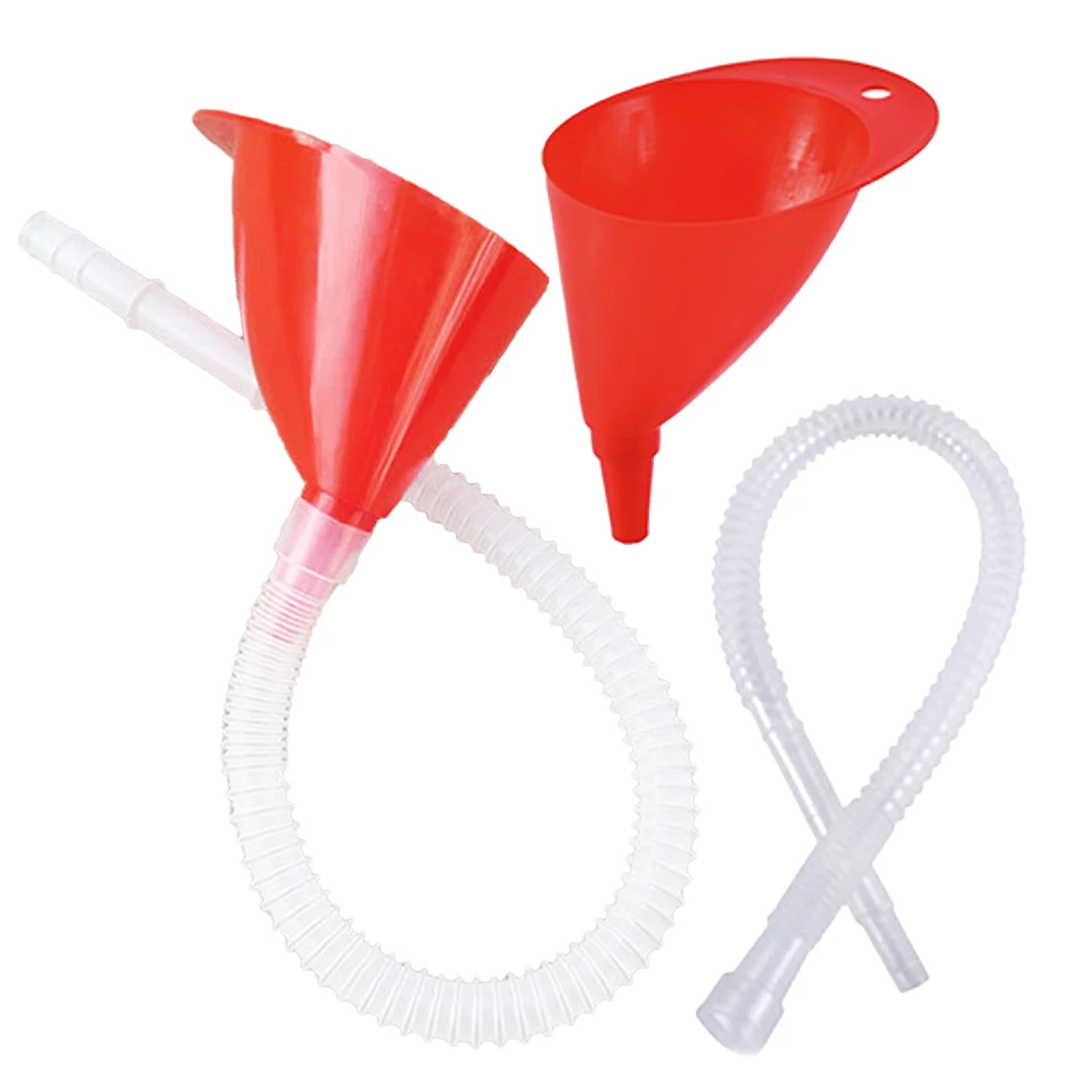 

2 Sets Oil Funnel Plastic Long Tube Transparent Extended Hose Slanted Spout Large Capacity Fuel Engine Oil Windshield Washer