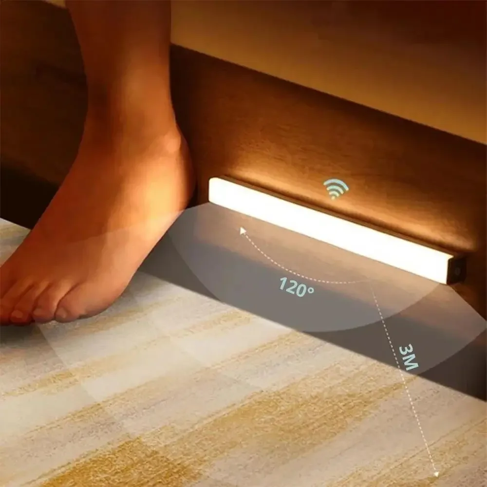 야간 조명 무선 LED 모션 센서 램프, USB 충전식 자석, 옷장, 주방 통로 튜브 감지기 전구 썸네일 3