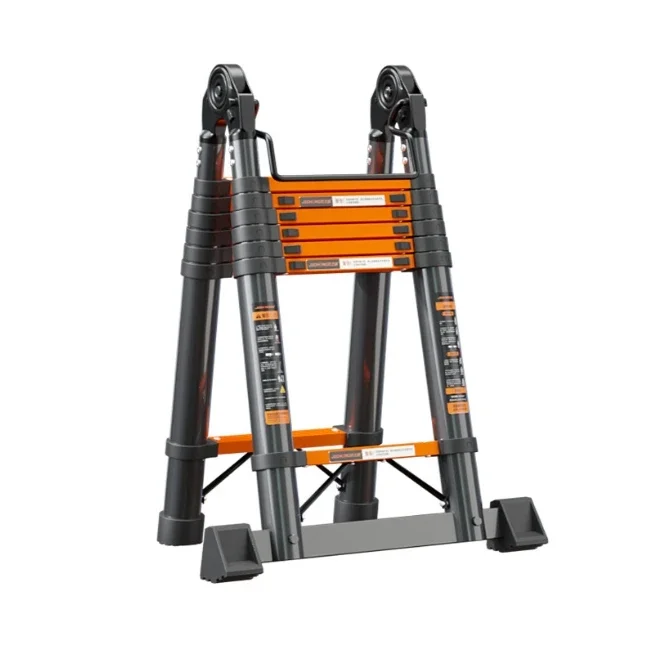 Thickened Carbon Steel Telescopic Ladder, Multi-functional Herringbone , Lifting and Anti-rust, Household Construction Sites