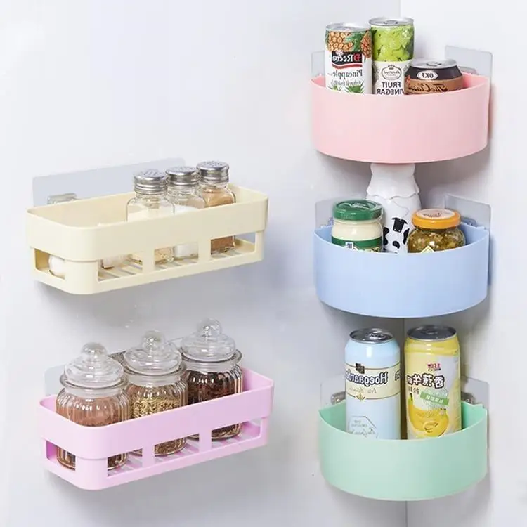 Adhesive Wall-Mounted Kitchen Bathroom Plastic Storage Box Home Organization Basket No-Drilling Required Oahu Brand