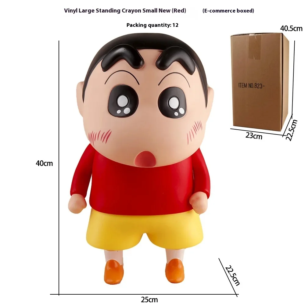 Oryginalna śliczna kredka Shin-Chan figurki Anime 40cm duży Model ozdoba samochodu lalka seria peryferyjna kolekcja dekoracja prezent dla dzieci