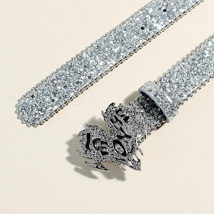 

Rhinestone Belt Female Ins Wind Thin Belt Female Decoration European and American Fashion Niche Personality Shining Belt