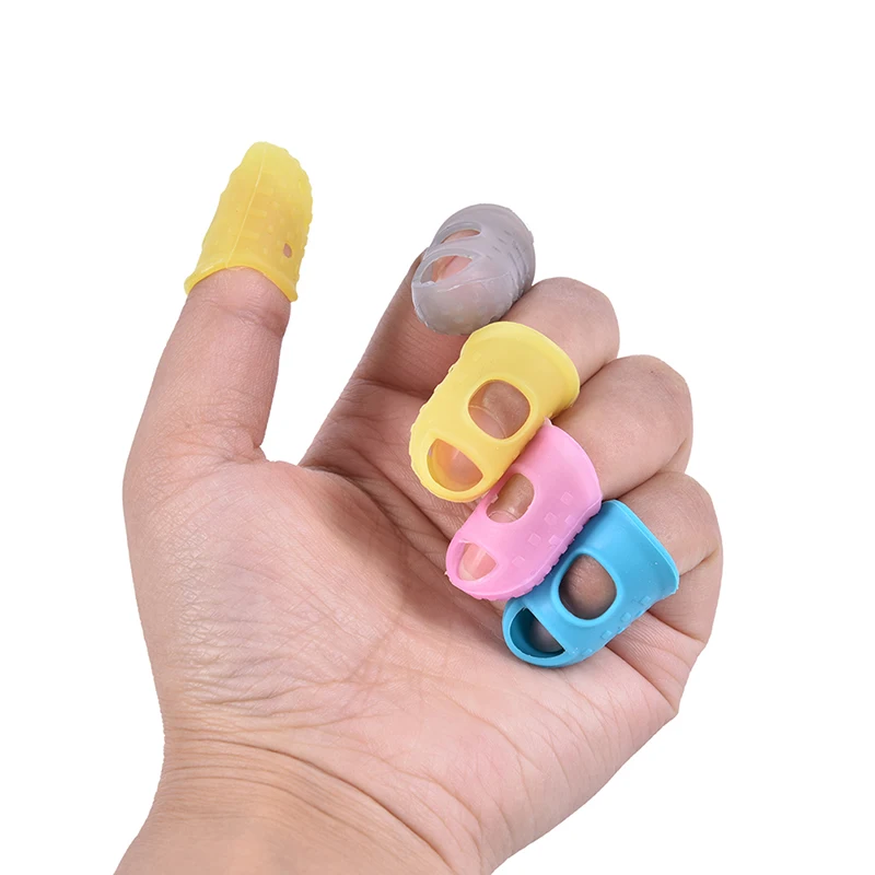 10pcs Silicone Guitar Thumb Finger Picks Protector Plectrum Fingertip thimble Finger Guard safety protect caps 4 Colors