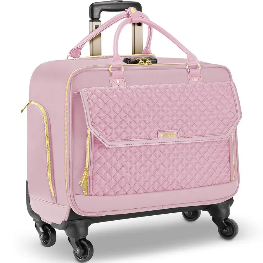 

Laptop Bag, Briefcase for Women with 4 Spinner Wheels and Telescopic Extendable Handle, Roller Computer Bag for Work Travel Carr