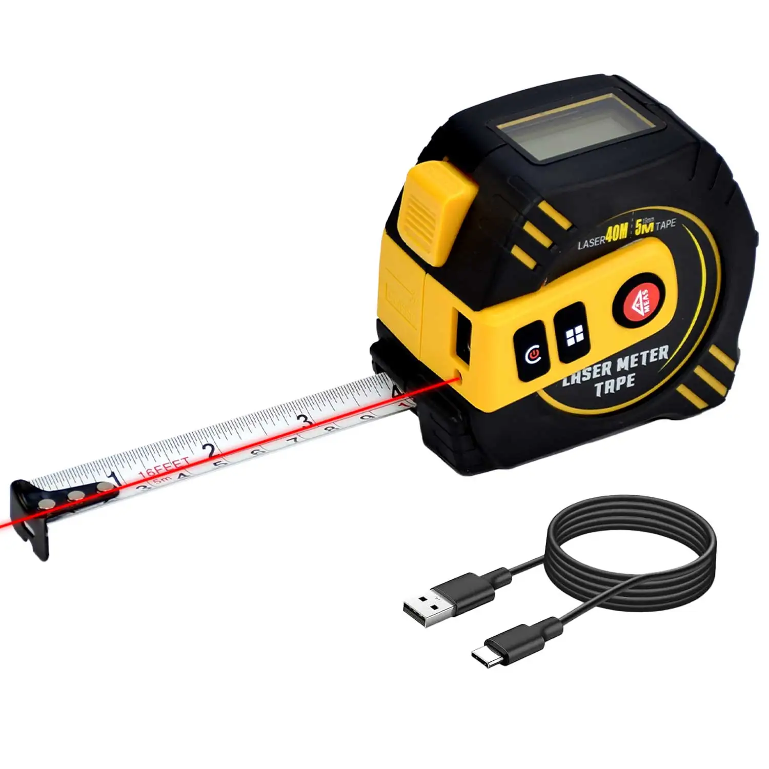 2 in 1 Laser Rangefinder 40/80m laser+5M Tape Measure Ruler with Backlight Distance Meter Building Measurement Device