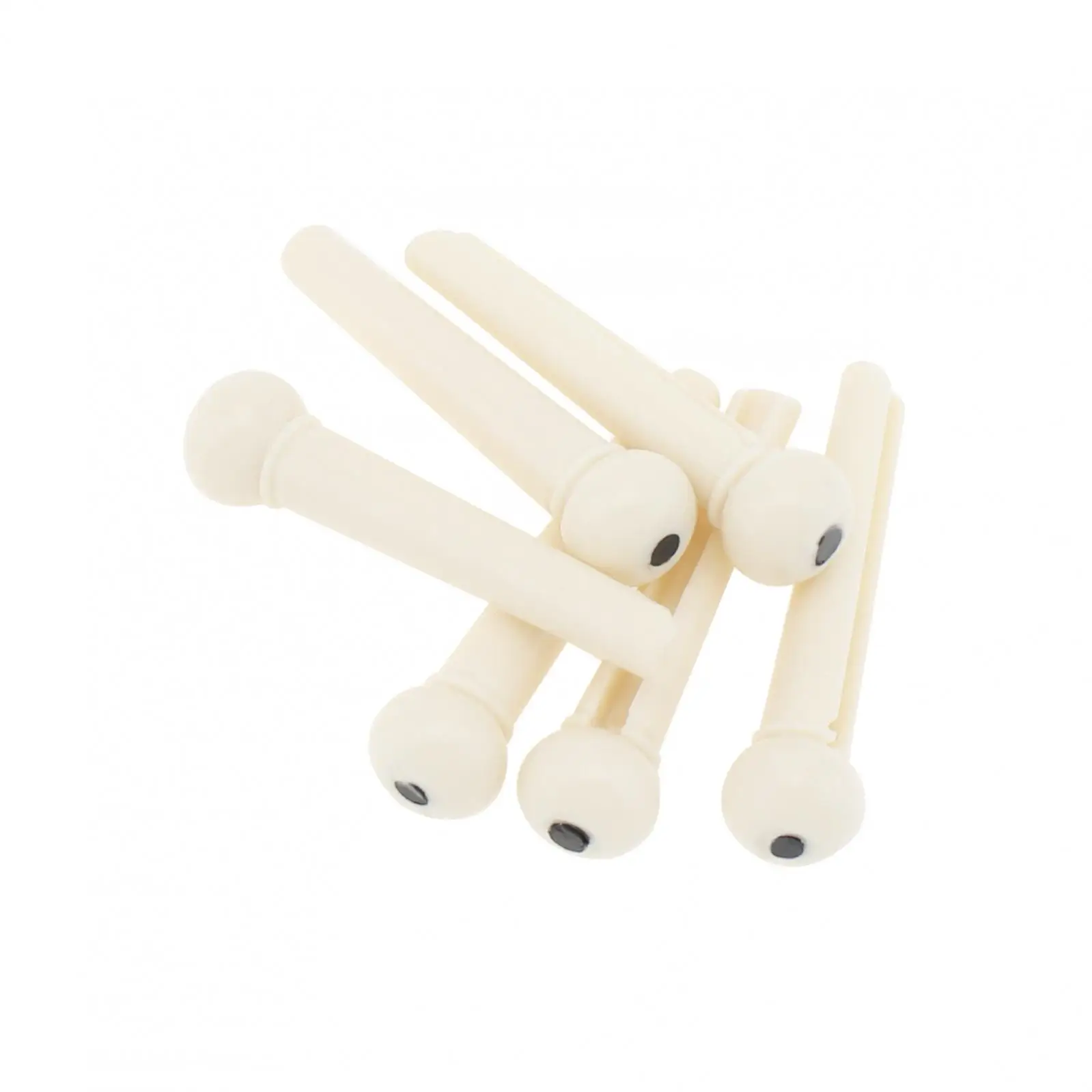 6pcs/lot White ABS Plastic Top Black Dot Acoustic Guitar Bridge Pins, Guitar Pegs Replacement