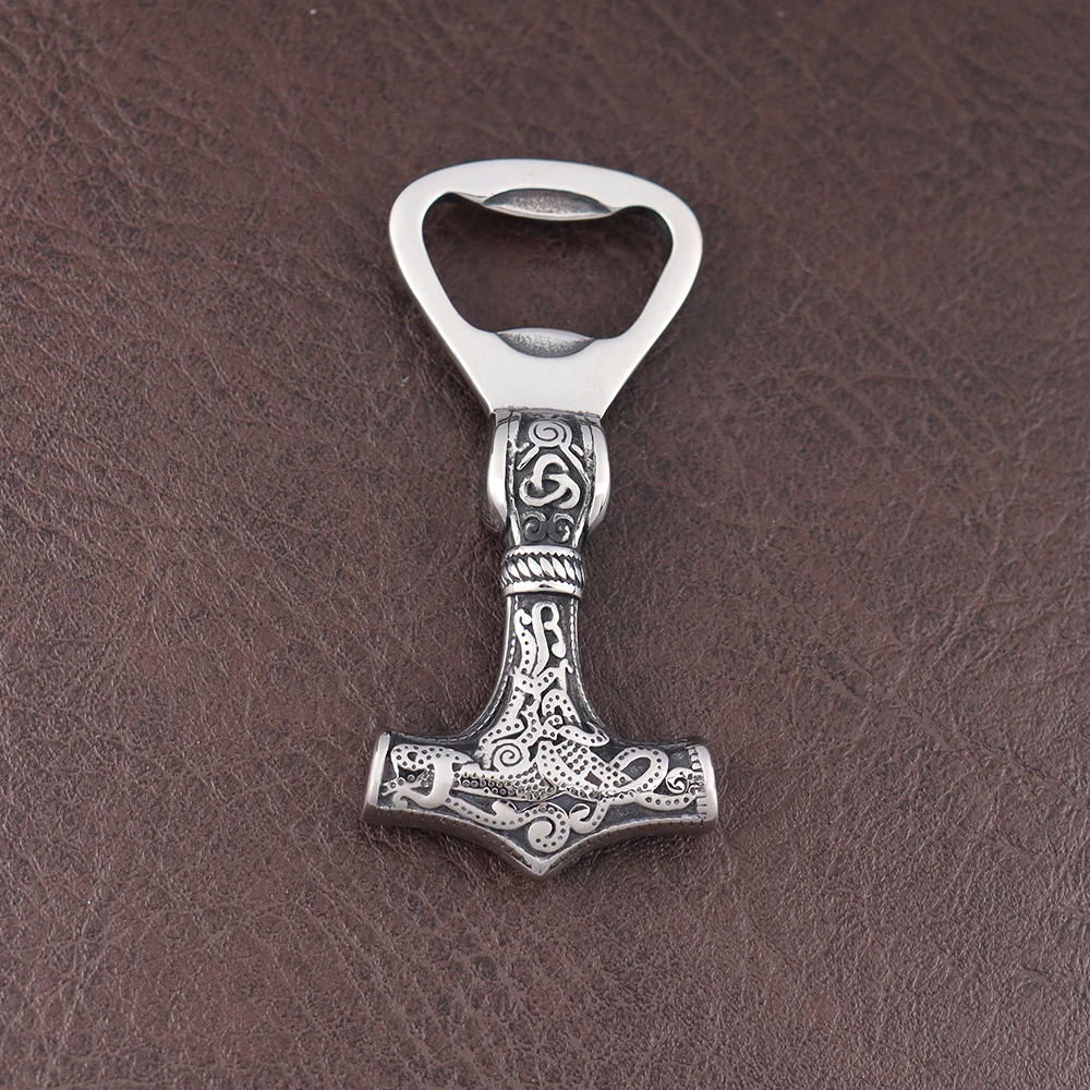 Stainless Steel Vintage Viking Thor's Hammer Bottle Opener Fashion Punk Scandinavian Corkscrew Tool Accessories Dropshipping