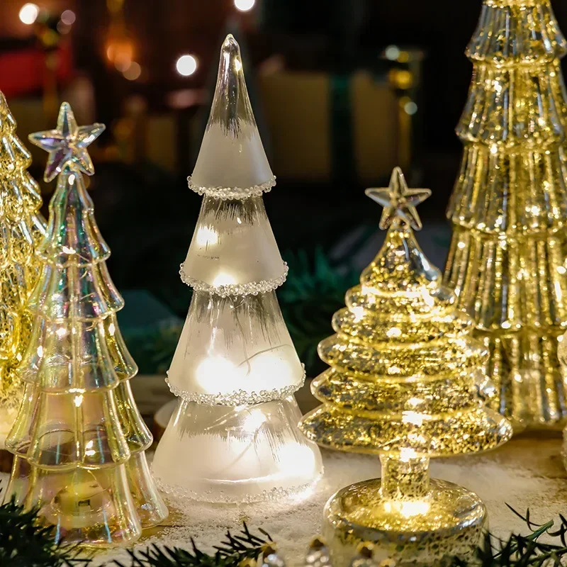 Glowing Glass Christmas Tree Ornaments Home Luminous Desktop Decoration Led Night Light Party Xmas Decorations Festival Kid Gift - Image 4