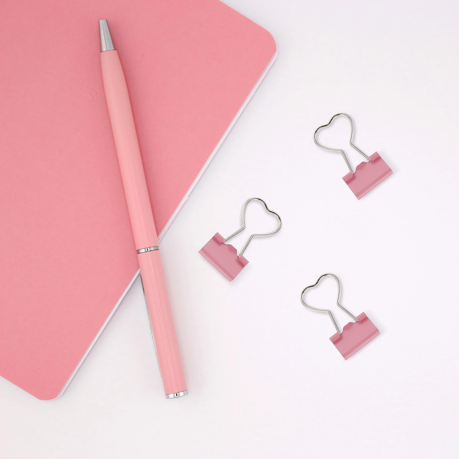 24 Pcs Love Dovetail Clip Heart Paper Clips Document Metal Binder for Journaling Office