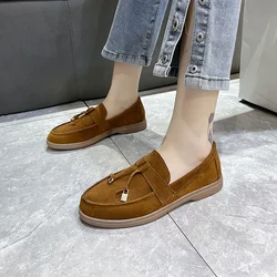 2023 Spring Women's Casual Shoes Autumn Women Suede Leather Slip on Flat Shoes Comfortable Loafers Women Moccasins Walking Shoes