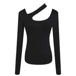 Women Tops Long Sleeves Casual T Shirts Halter Neck Off Shoulder Sexy Tops