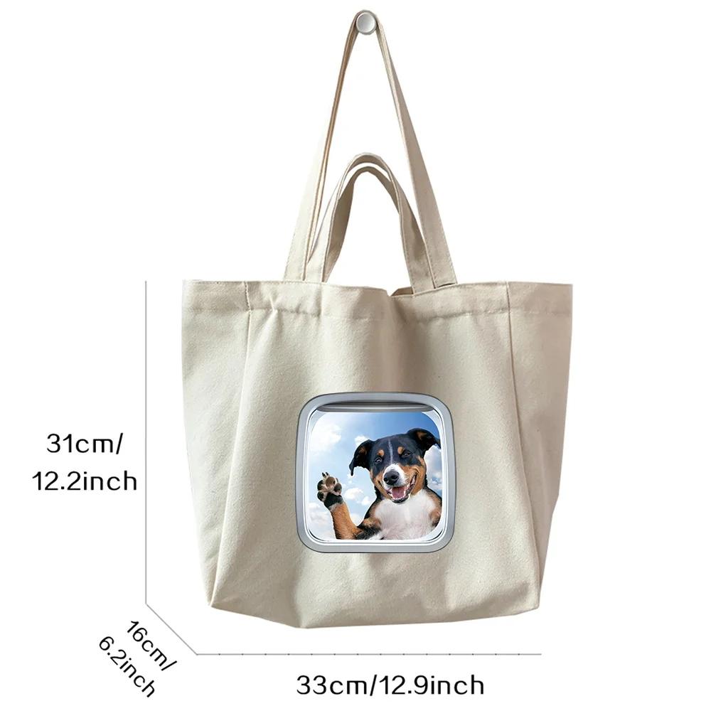 Animal Series Pattern Foldable Reusable Canvas Bag for Men/Women Outdoor Travel Work and Commuting Large Capacity Storage Bag