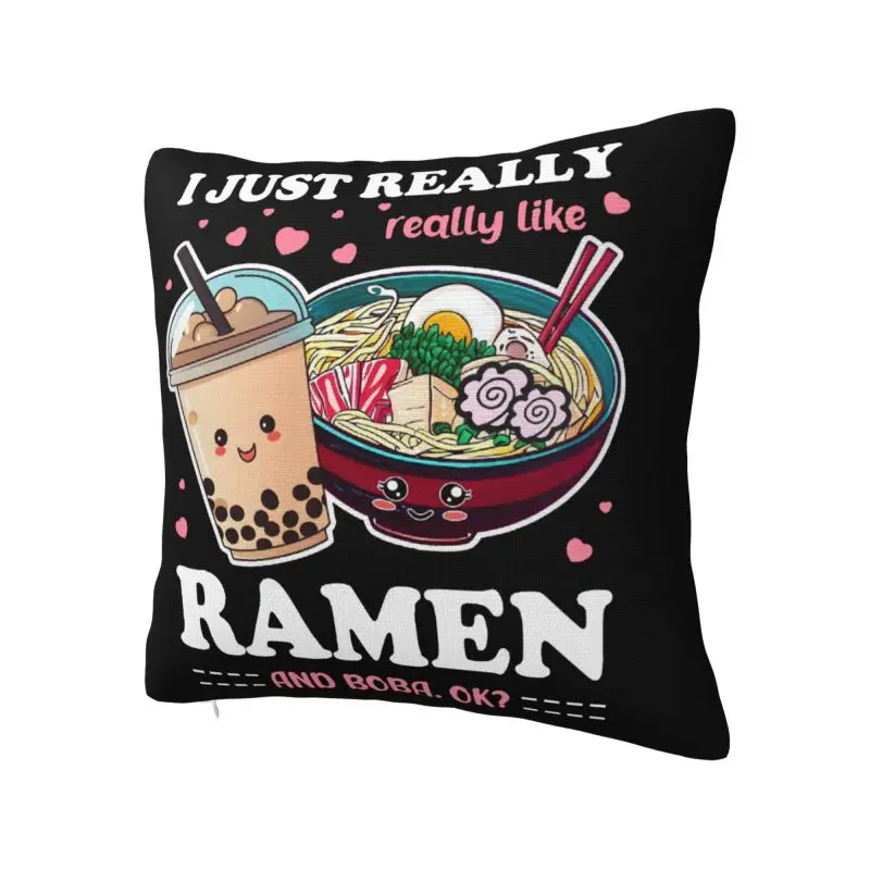 Custom Just A Girl Who Loves Ramen And Boba Cushion Cover 45*45 cm Soft Throw Pillow Case Home Decorative Sofa Chair Pillowslip