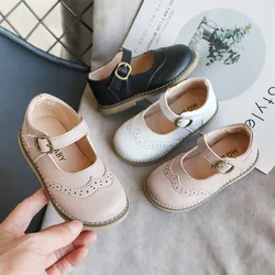 2025 Spring Autumn Children Oxfords Girls Soft PU Leather Shoes Brogue Style Toddler Kids Flats For Girl Pink, Black, White