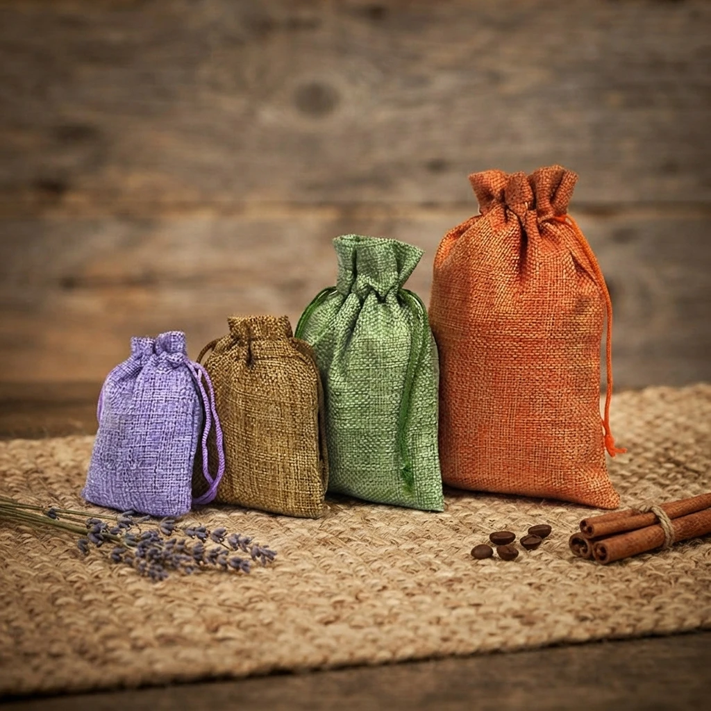 10/50/100  Pcs Drawstring Natural Burlap Bag Jute Gift Bags Multi Size Jewelry Packaging Wedding Bags with Candy Bag Wholesales