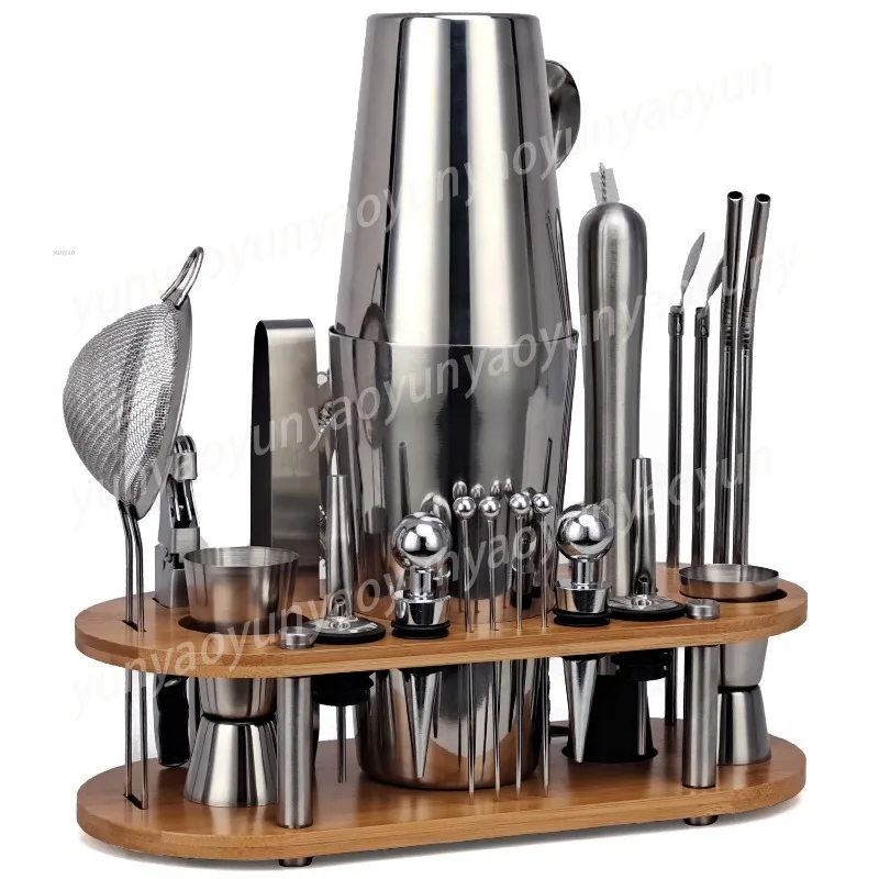 

23Pcs Stainless Steel Bar Tools Set Boston Shaker Home Bartender Barware