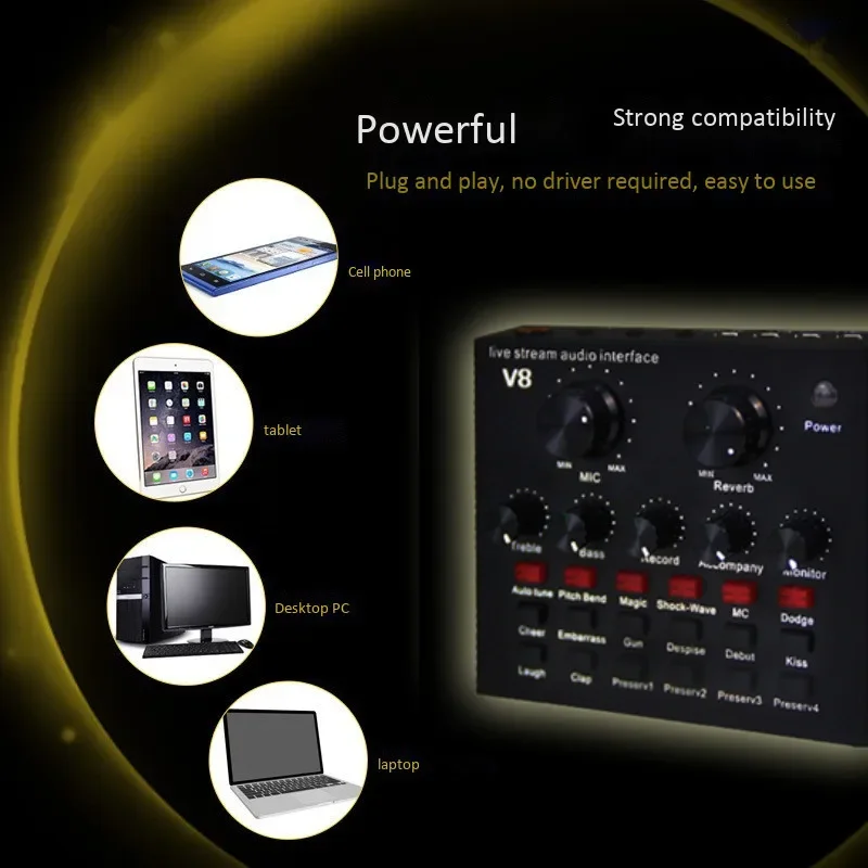 12 Effects Mobile Phone Computer Sound Card Anchor Equipment Stage Audio Processor Mixer Support Microphone Live Diacritical