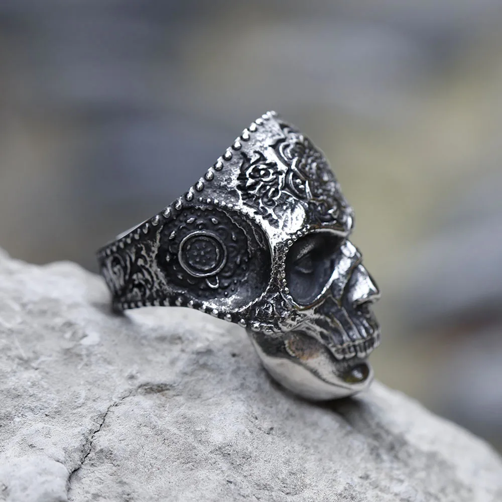 2022 NEW Men\'s 316L stainless-steel rings decorative pattern skull ring for teens gothic punk Biker Jewelry Gifts free shipping