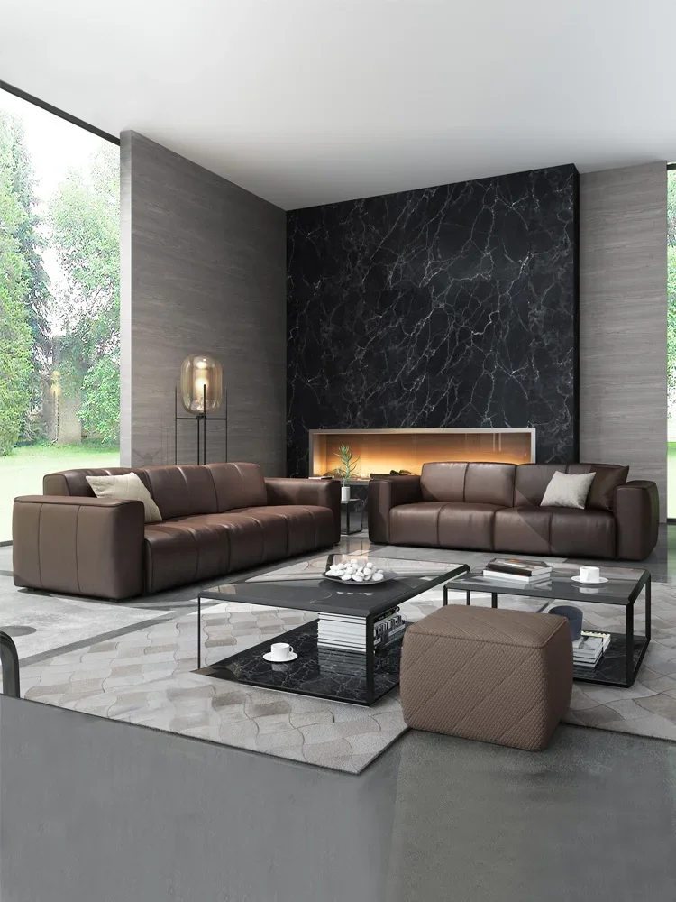 Leather Sofa First Layer Cowhide Industrial Style Minimalist Sofa