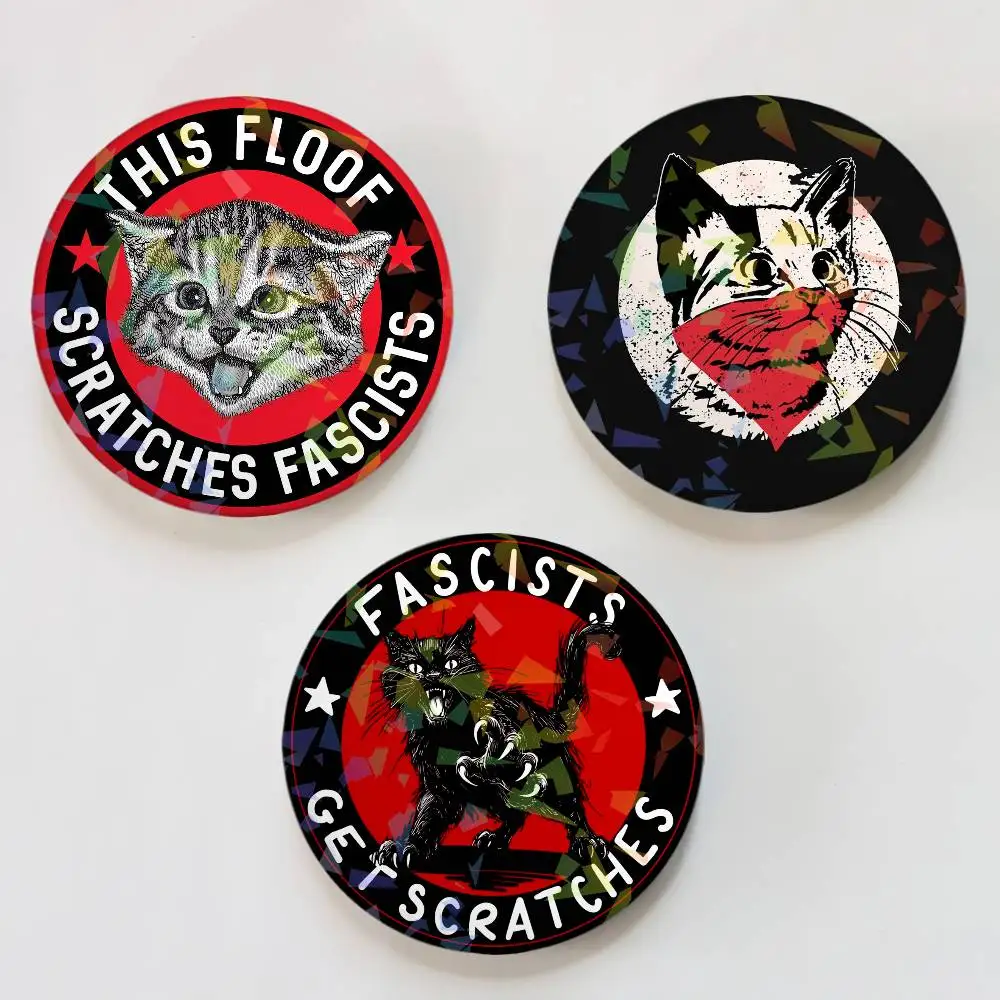 A-Antifas K-Kittens Soft B-Buttons Cosplay Costume Badge Laser Process Pin Tinplate Brooch Anime Prop Xmas Gift