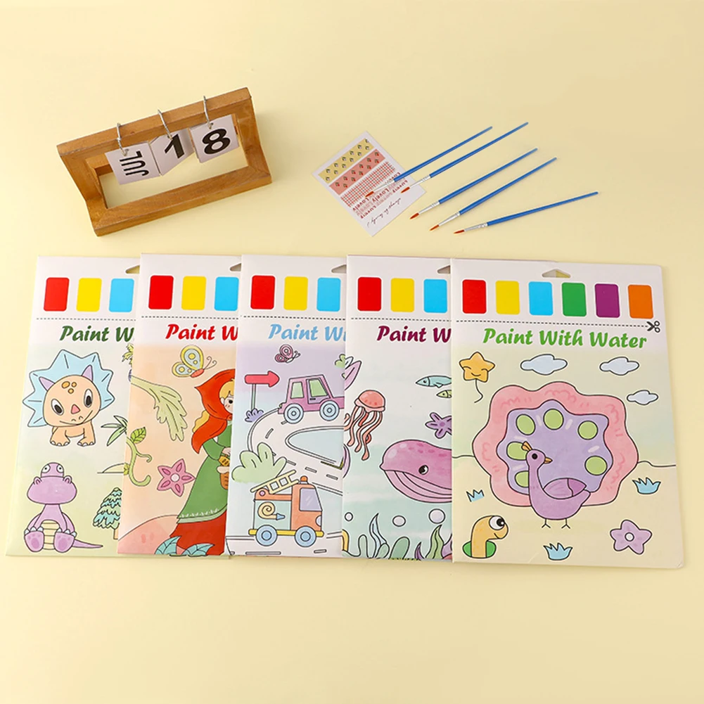 5 Packs Painting Paper Family Activities Gift Water Colouring Book 40 Sheets For Childrenfor MagicVehicle Entertainment Crafts