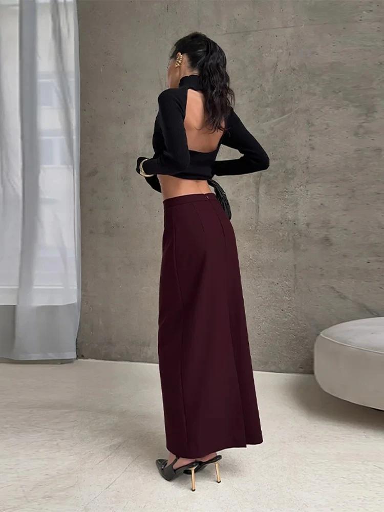 

Весенняя женская повседневная однотонная прямая юбка-труба с разрезом, элегантная, с завышенной талией, стройнящая, для офиса и улицы, длинная, 2026