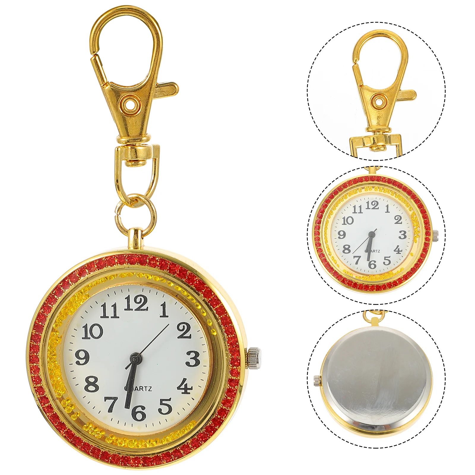 1 قطعة ساعة جيب كبيرة الحجم محمولة مصنوعة من خليط معدني مع تصميم ماسي وأرقام كبيرة هدية لساعة الجيب للطلاب المسنين #3