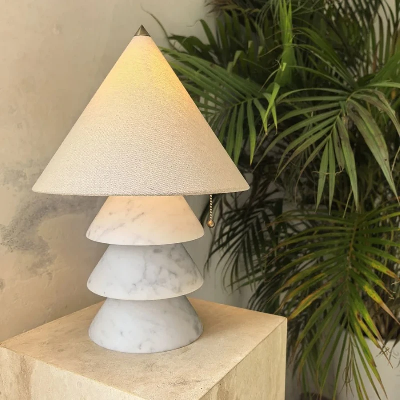 

Nordic luxury natural agate marble table lamp living room bedroom bedside desk polished surface