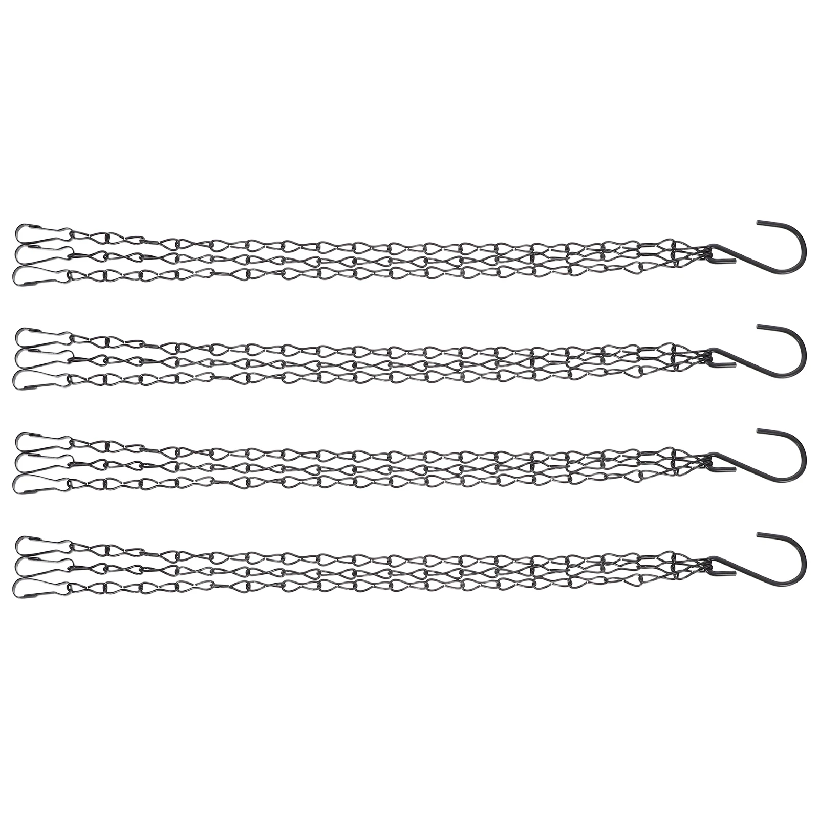

4pcs Metal Garden Hanger Chain Hanging Plants Outdoor Flower Basket Iron Planter Wind Chime Loadbearing Design Black