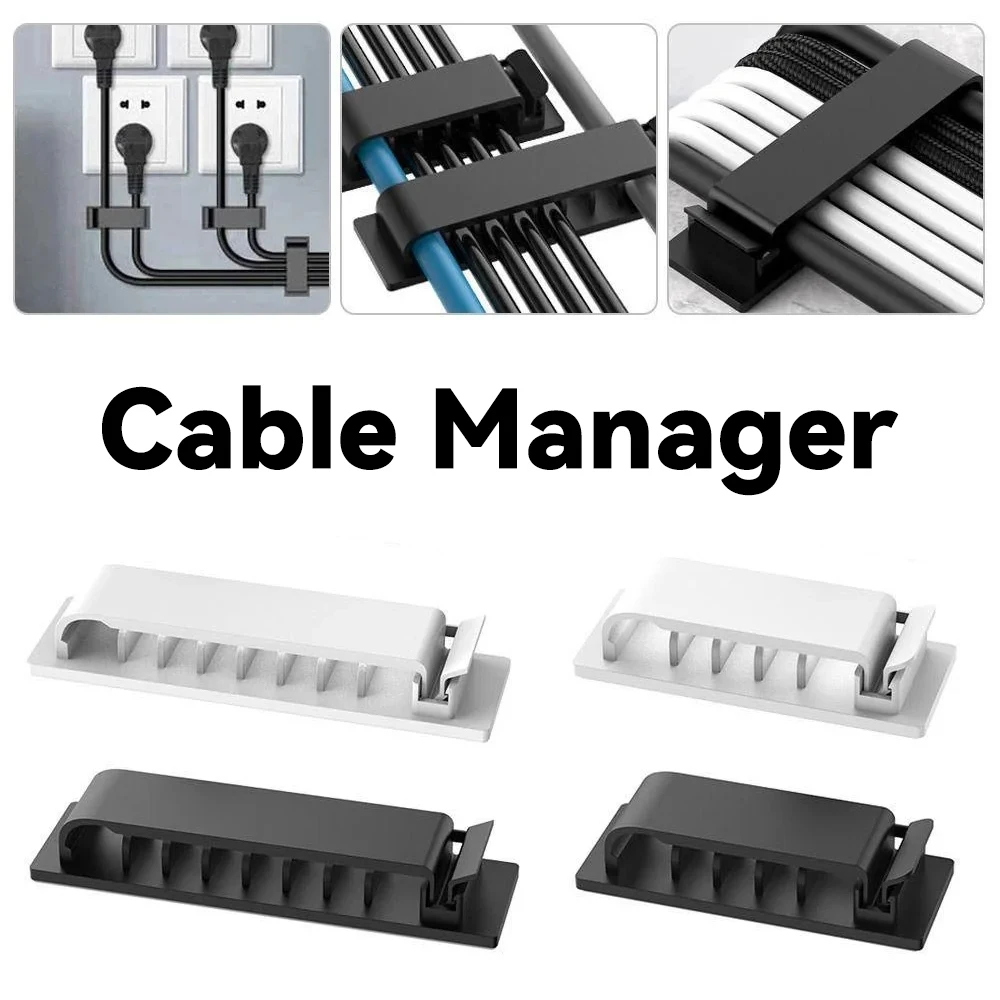 Cable Organizer Self Adhesive Cable Clips USB Cable Management Clamp Car Home Desk Wall Cord Holder Charging Wire Winder Manager