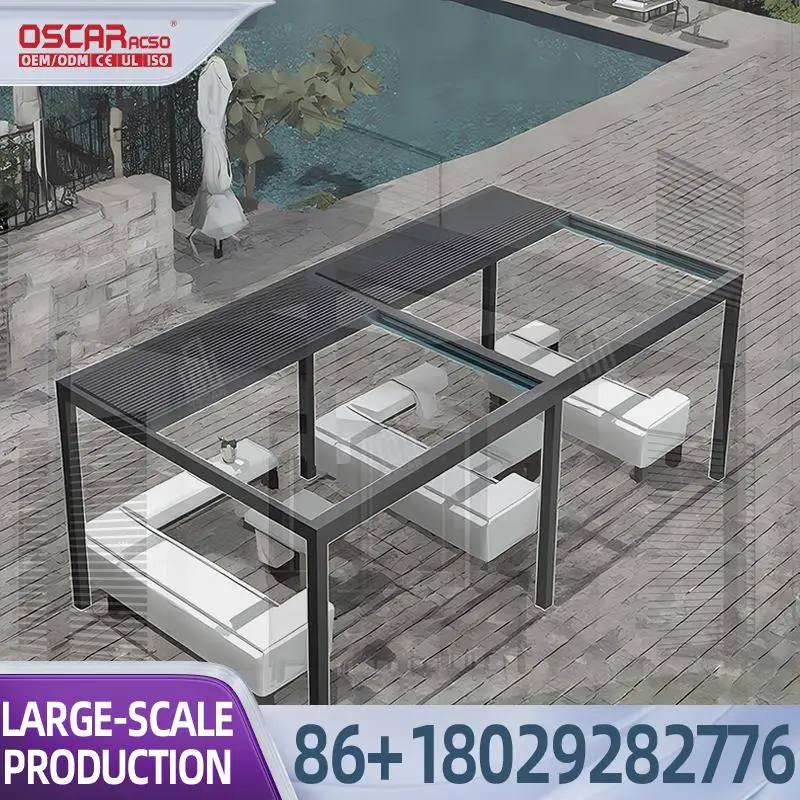 Outdoor Motorized Louvered Patio Cover with Easy Adjustment Rainproof Feature Ideal for US Decks Gardens and Backyards Bioclimat