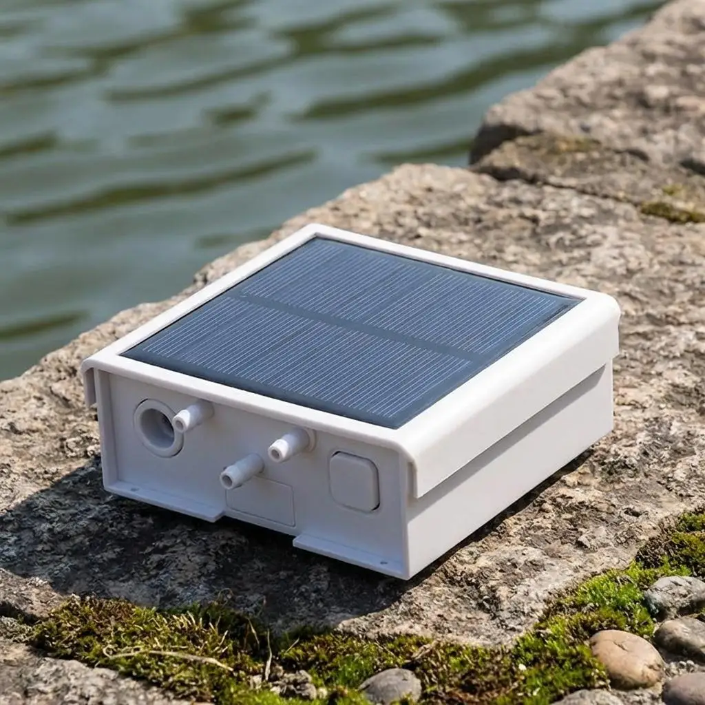 Bomba de Oxígeno Solar, Aireador Portátil para Acuarios, Juego Completo con Manguera para Cubos de Pesca y Tanques