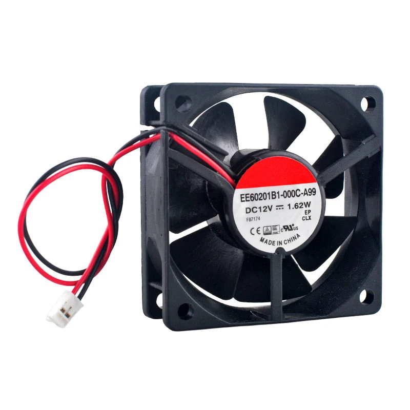 

(2 шт.) EE60201B1-000C-A99 Вентилятор 6 см 60 мм 60x60x20 мм DC12V 1.62W 2-контактный 4500 об/мин с двойным шарикоподшипником для блока питания