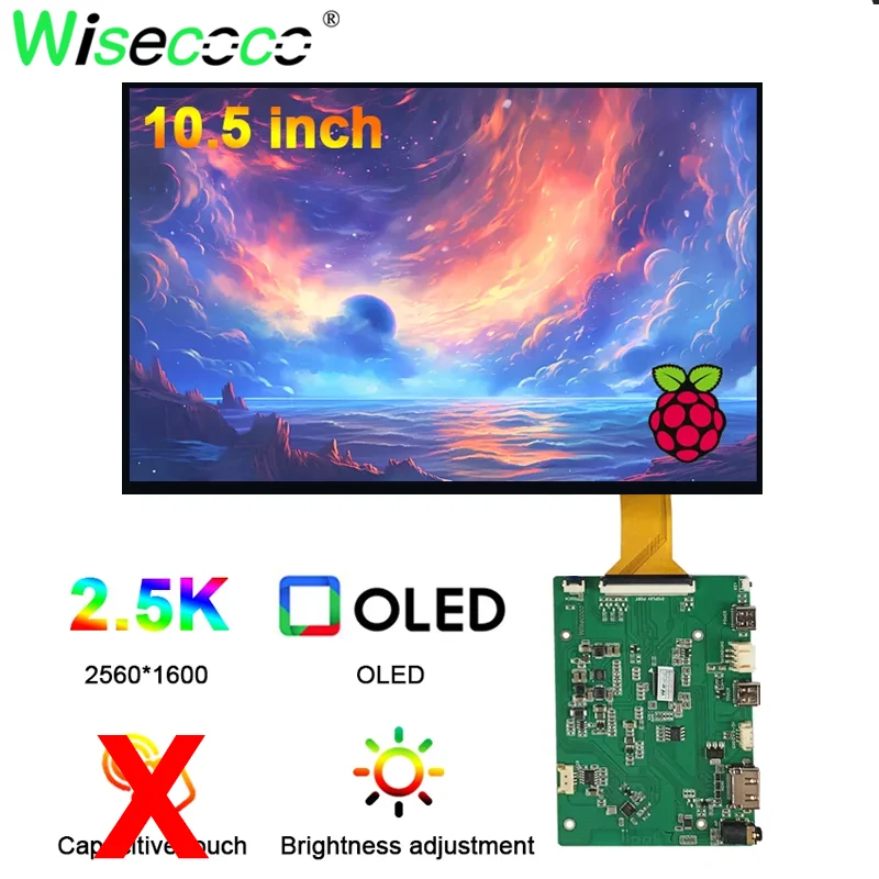 Amoled raspberry piタッチスクリーン,10.1インチ,2k,2560x1600 ips