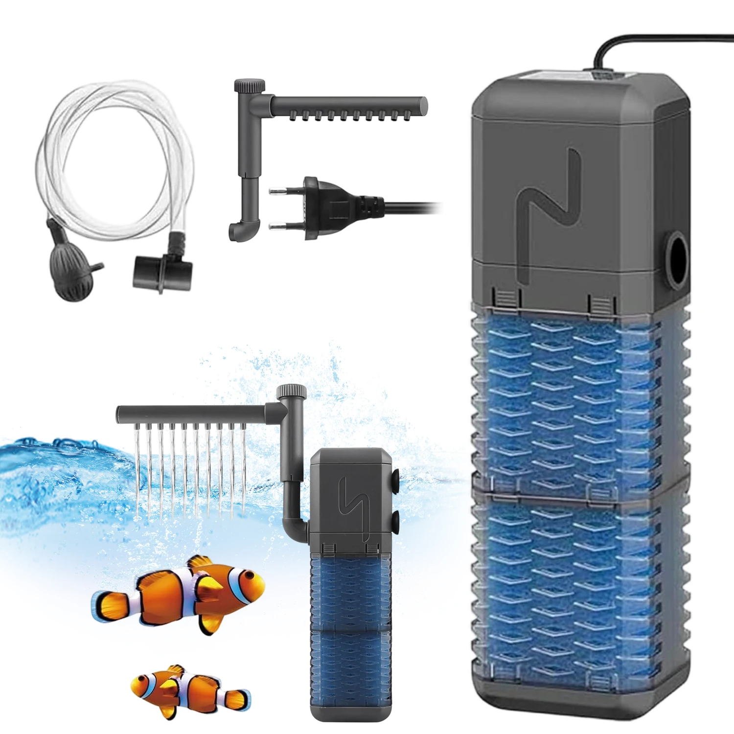 Ensemble de filtres pour aquarium, silencieux et économes en énergie, pompe filtrante submersible à haut débit, oxygénation et filtration 3-en-1, un cadeau pratique pour les passionnés de poissons.