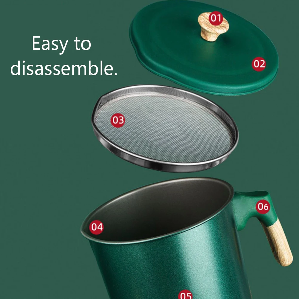 

Oil Filter Container 304 Stainless Steel Kitchen Grease Can Strainer Pot Precision Mesh Screen Storage Home Use Oil Strainer