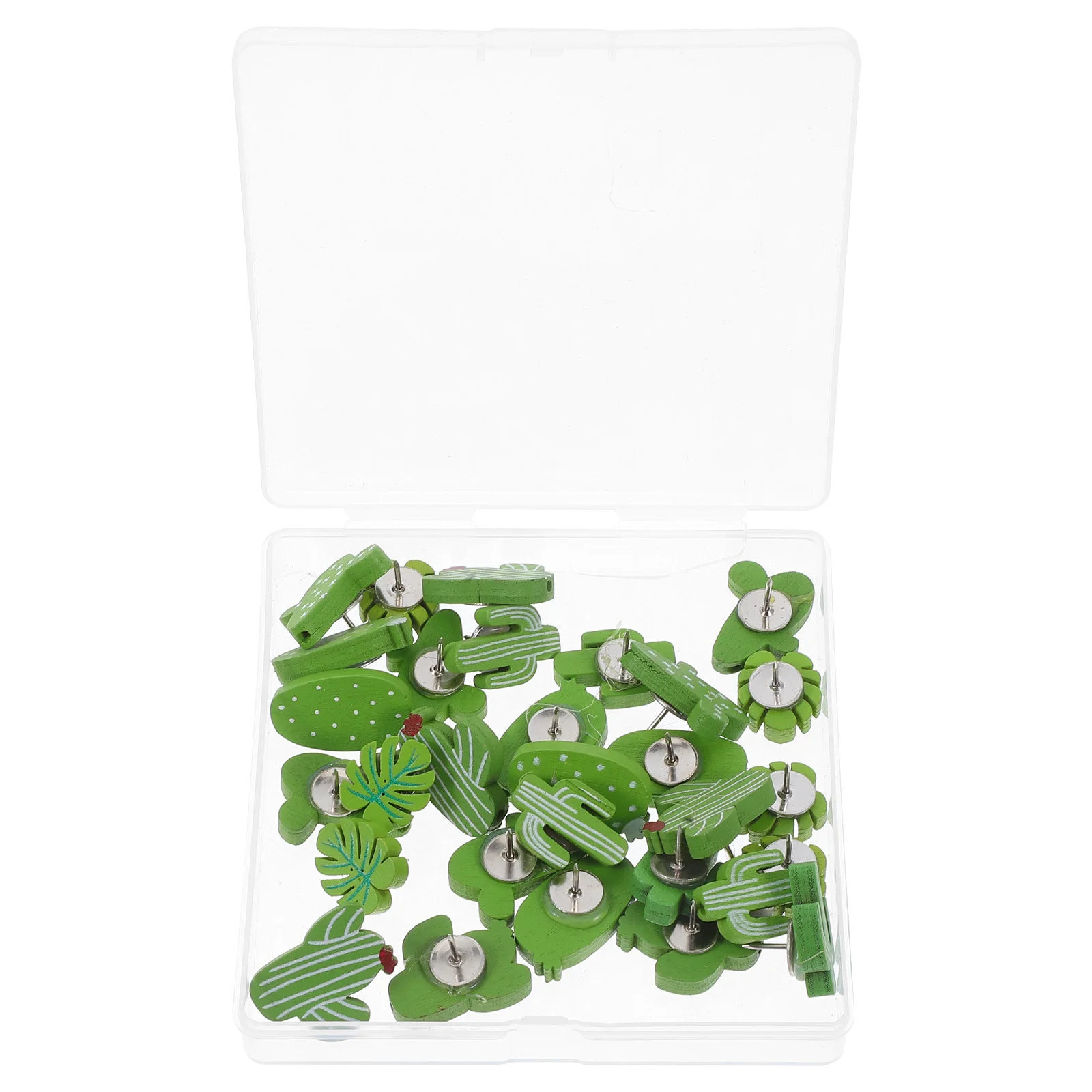 

30Pcs Cactus Monstera Leaf Wooden Pushpins Unique Decorative Thumb Tacks for Cork Board Office Home Desk Use Wooden Pushpins