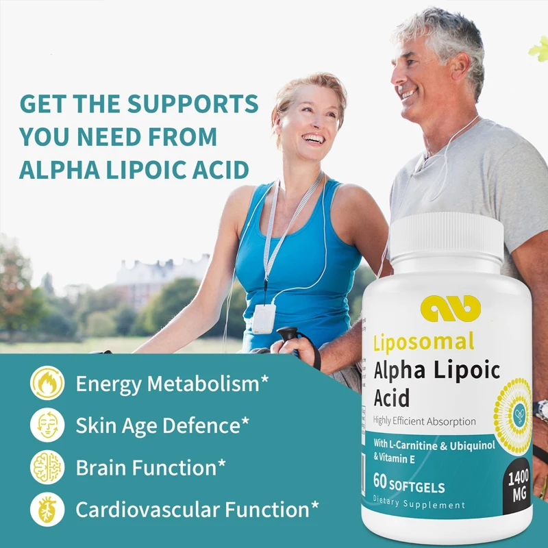 Liposomal alpha lipoic acid 1400mg capsules,ALA supplement containing L-carnitine, panthenol (active coenzyme Q10),and vitamin E