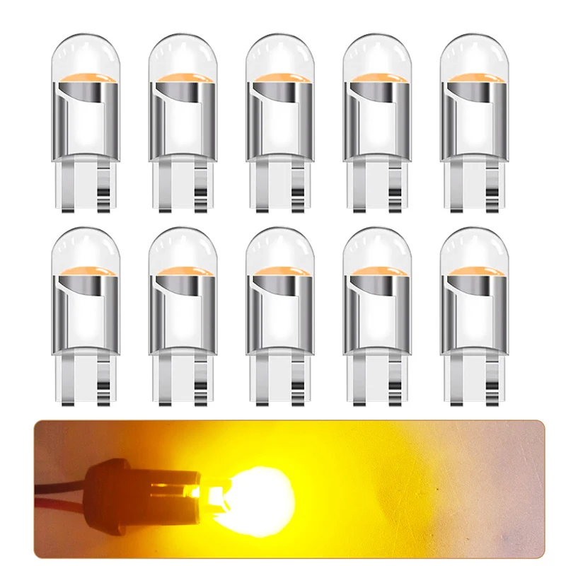 10Pcs 12V T10 LED Car Bulbs Bright Energy Saving Auto Replacement Lamps for License Plate Reading Turn Signal Interior Lights