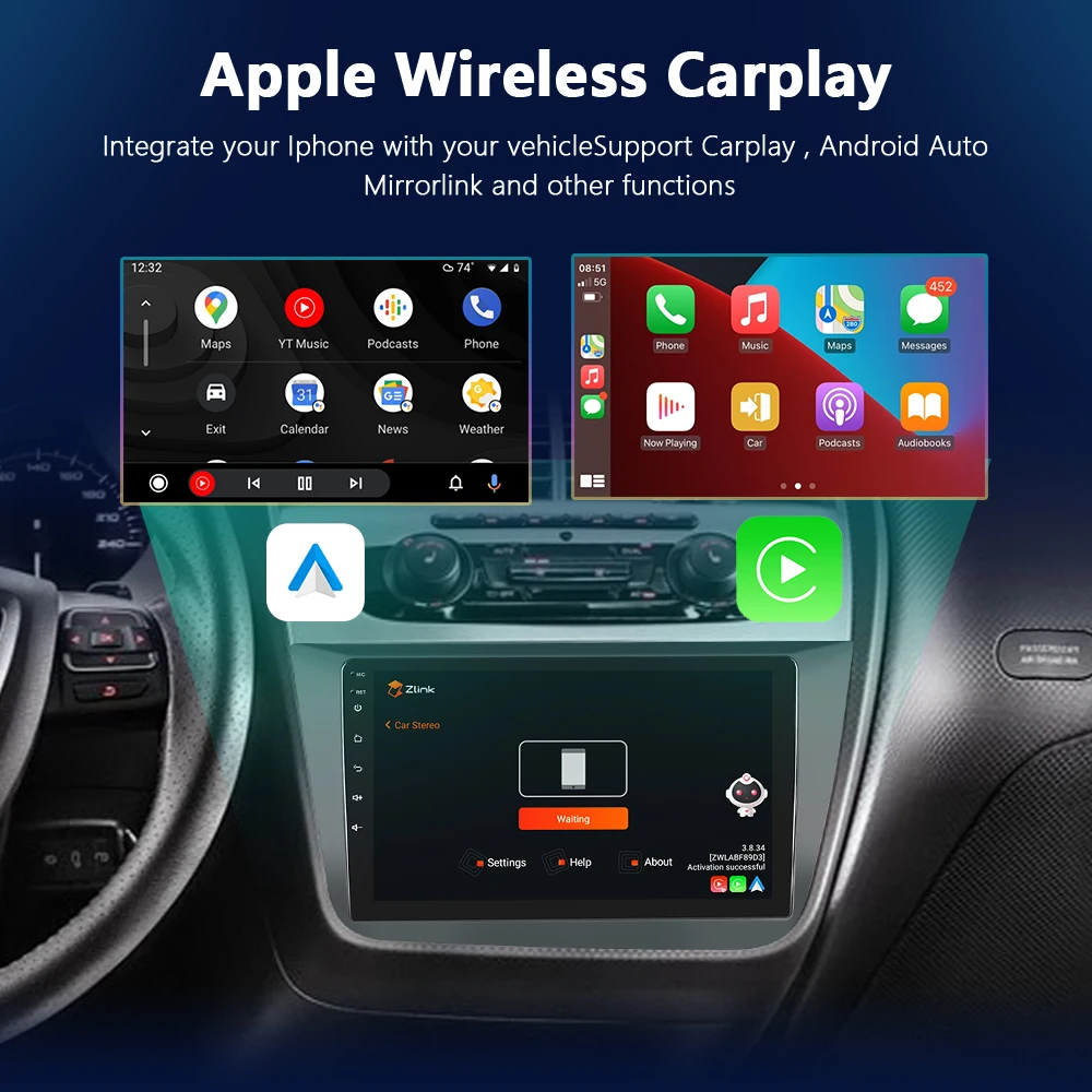 Podofo 4G CarPlay Android Car Radio For Seat Altea 2004-2015 Toledo 2004-2009 Multimedia Player GPS Navigation 2din Head Unit