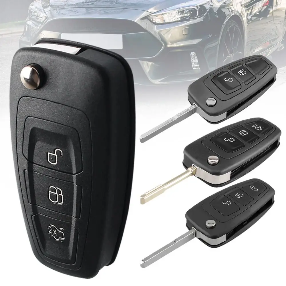 

HU101/F021 Blade Remote Key Shell Black 2/3 Buttons Car Key Shell Folding Flip Remote Fob Cover for Ford Focus Fiesta