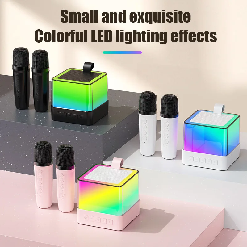 Multifunctional Caixa De Som Home Karaoke Colorful LEDambient Light Mini Portable High Fidelity Bluetooth Speaker Withmicrophone